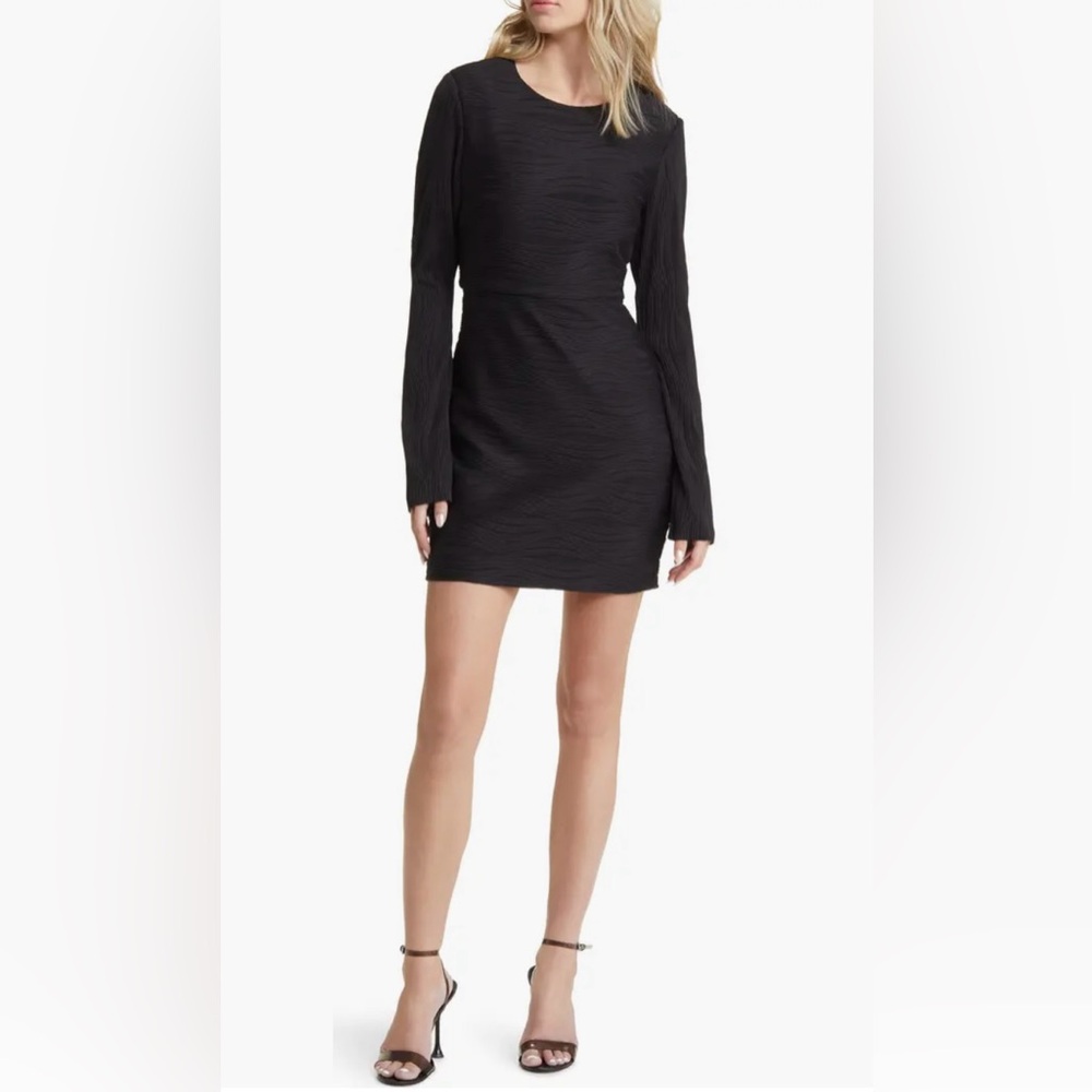 New! En Saison Vivian Wavy Stripe Jacquard Long Sleeve Mini Dress Size Small